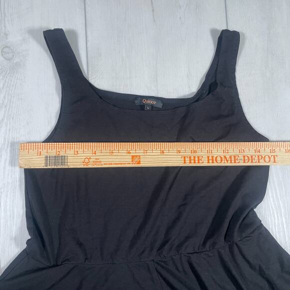 Quince Womens Large Tencel Jersey Fit & Flare Dress Black Basic Sleeveless - Picture 10 of 13